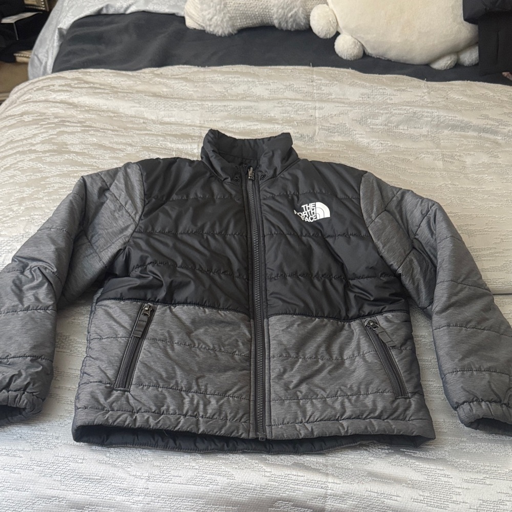 The North Face Kids Black and Gray Puffer Jacket- Youth Small
